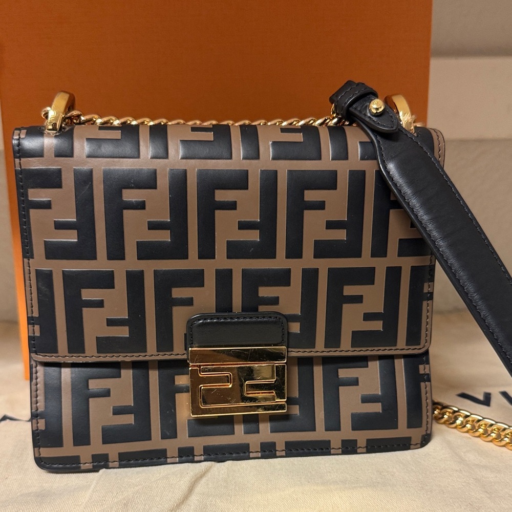 Fendi Black and Tan Crossbody Bag